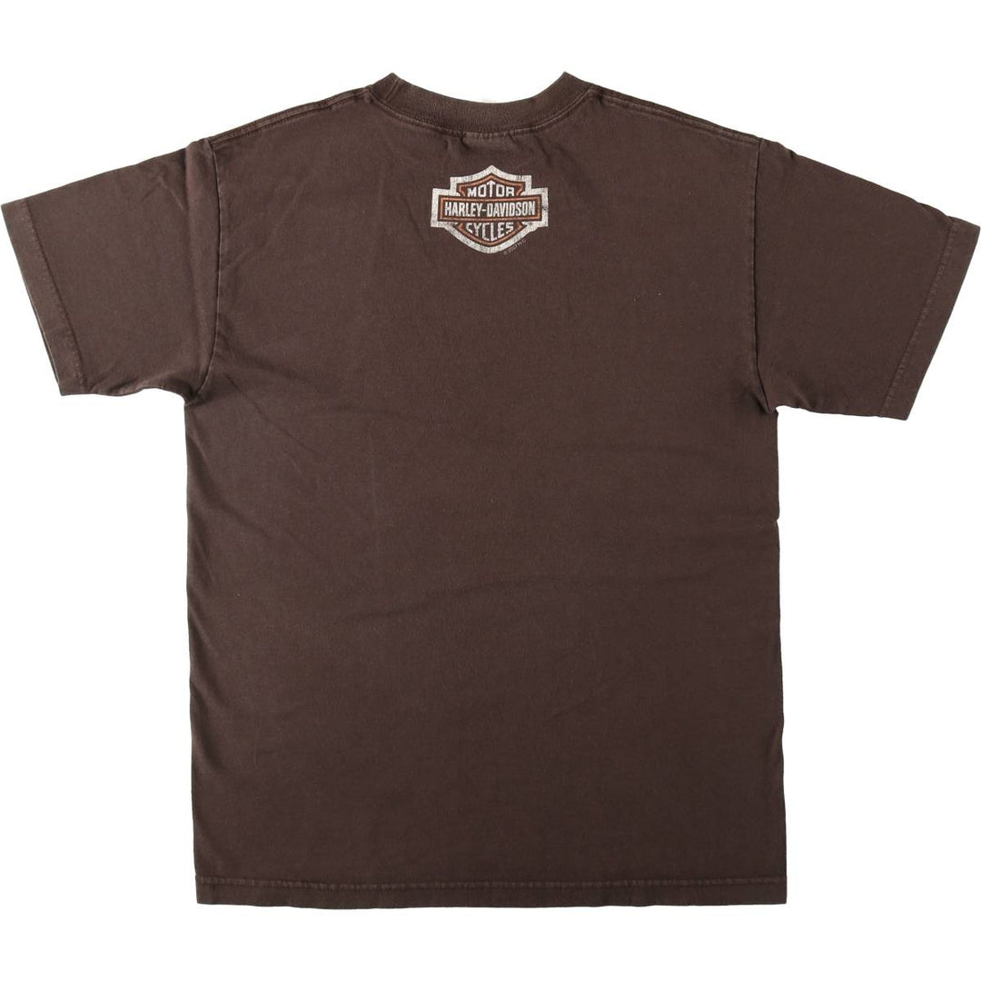 00'S Harley-Davidson Motorcycle Bike T-shirt Men's M size cotton brown type Vintage Second Hand