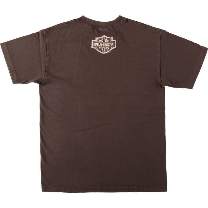 00'S Harley-Davidson Motorcycle Bike T-shirt Men's M size cotton brown type Vintage Second Hand