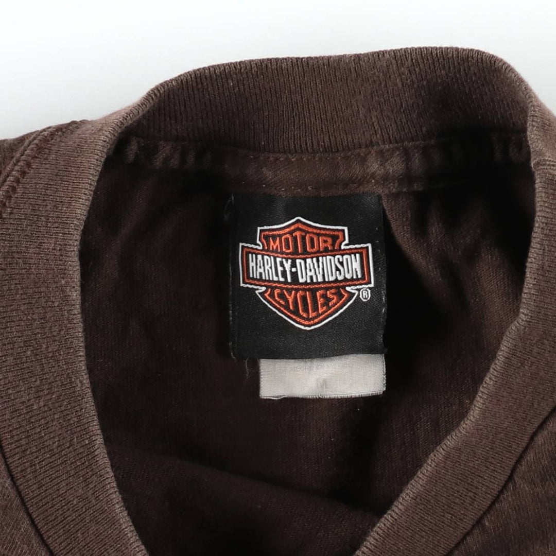 00'S Harley-Davidson Motorcycle Bike T-shirt Men's M size cotton brown type Vintage Second Hand