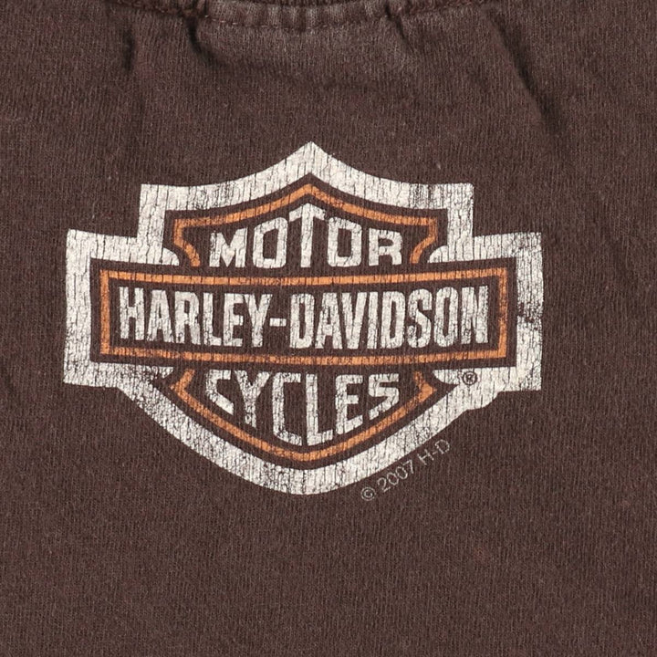 00'S Harley-Davidson Motorcycle Bike T-shirt Men's M size cotton brown type Vintage Second Hand