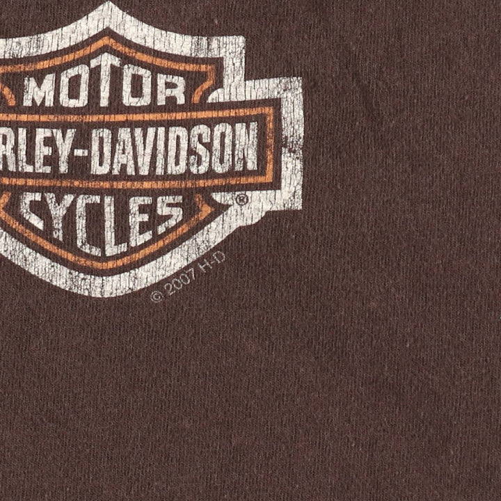 00'S Harley-Davidson Motorcycle Bike T-shirt Men's M size cotton brown type Vintage Second Hand