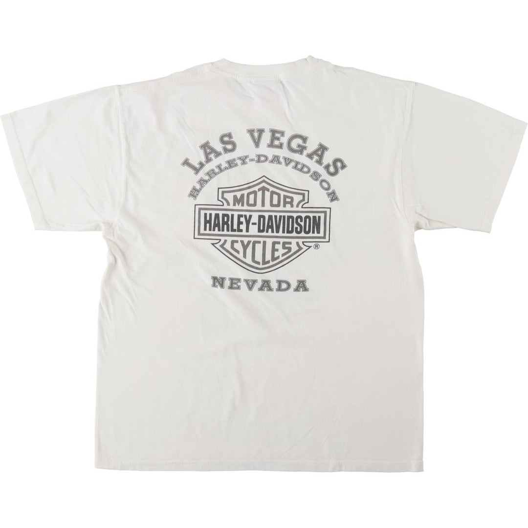 Harley-Davidson Eagle Pattern Motorcycle Bike T-shirt Men's L size cotton white type Vintage Second Hand