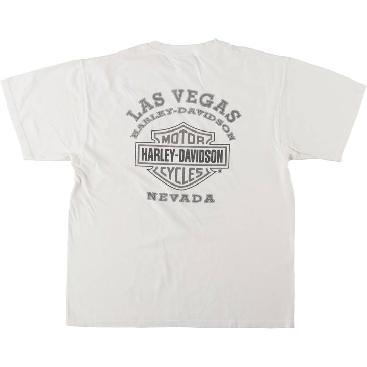 Harley-Davidson Eagle Pattern Motorcycle Bike T-shirt Men's L size cotton white type Vintage Second Hand