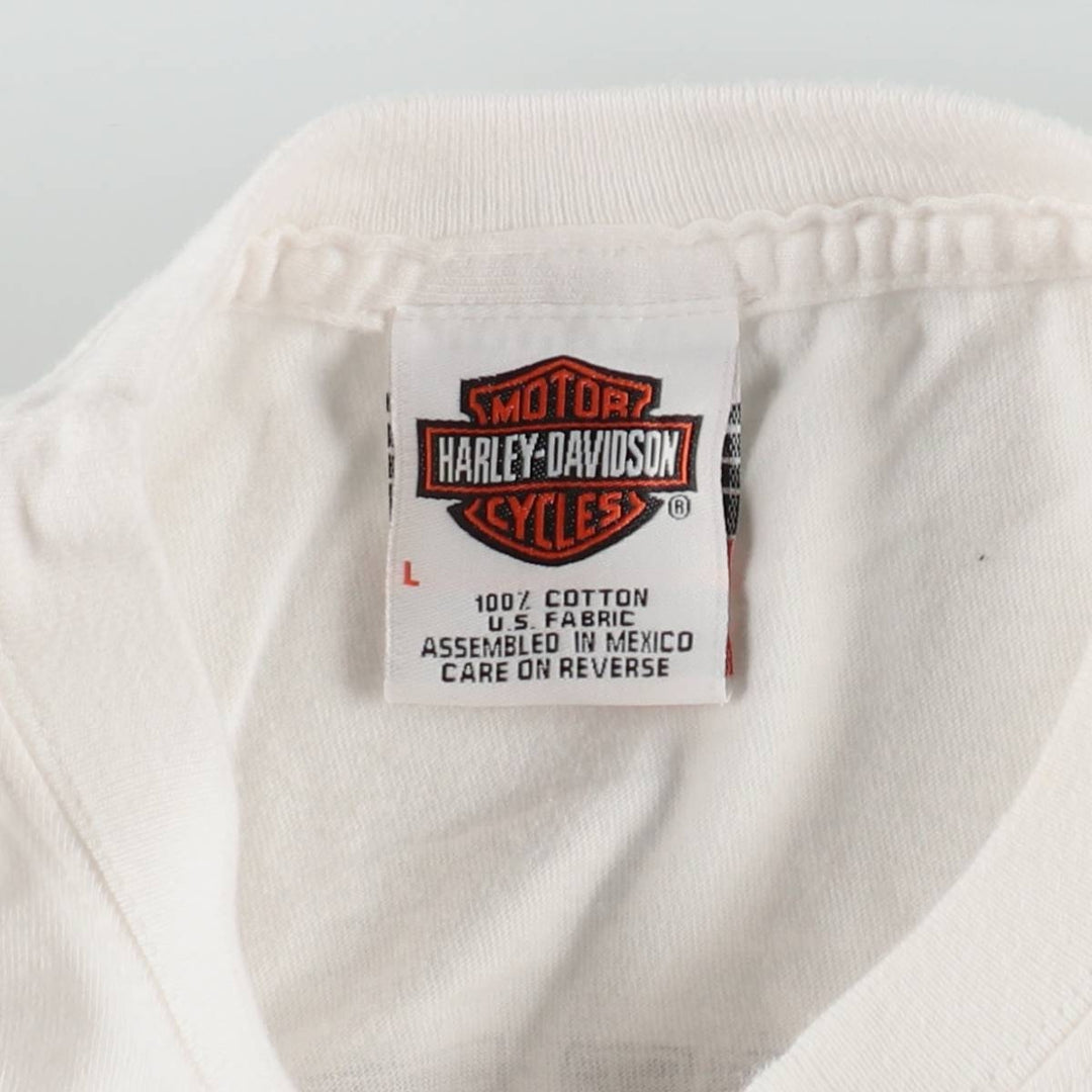 Harley-Davidson Eagle Pattern Motorcycle Bike T-shirt Men's L size cotton white type Vintage Second Hand