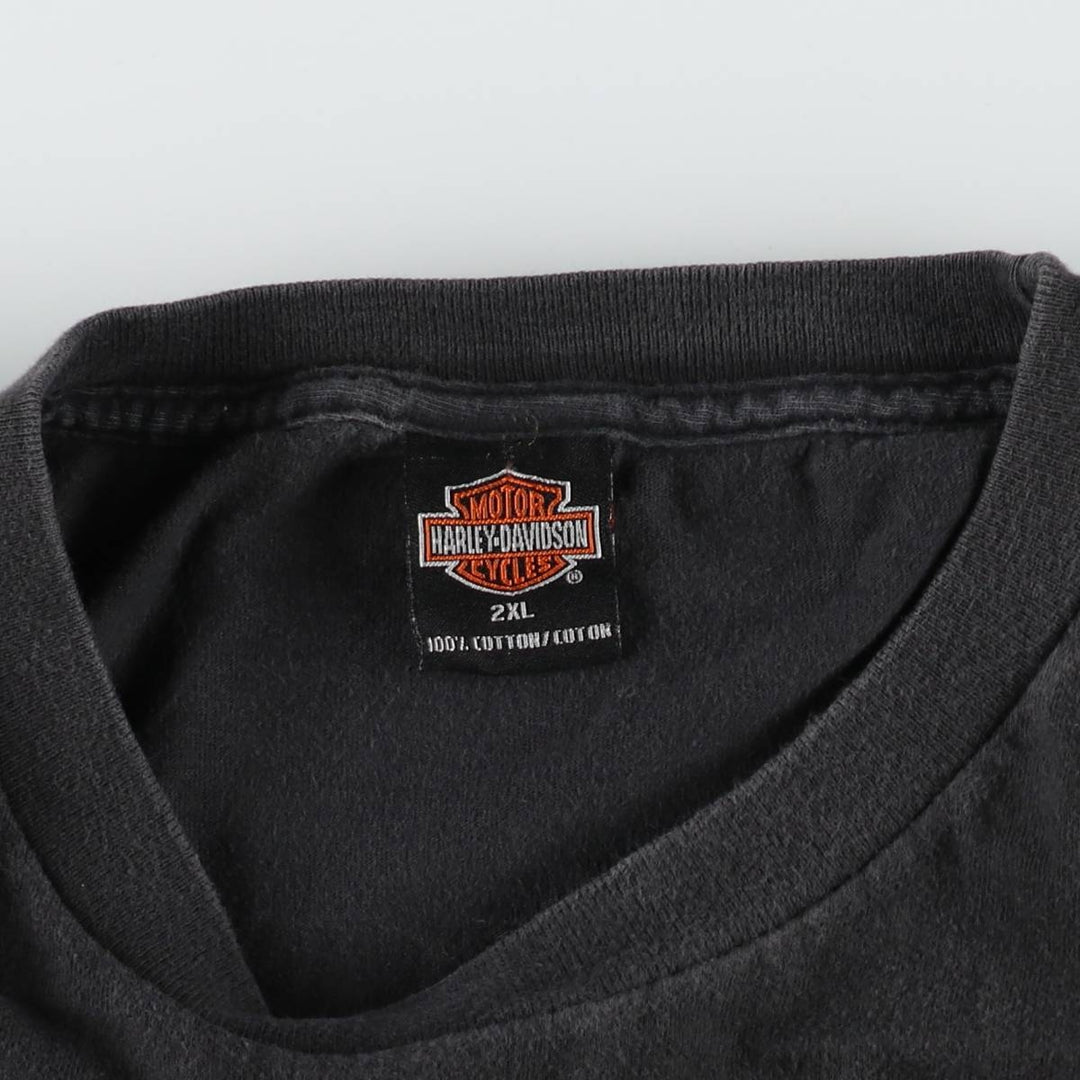 2000'S Harley-Davidson Eagle Pattern Stars and Stripes Motorcycle T-Shirt, Made in USA, Men's XXL cotton Charcoal Vintage Second Hand