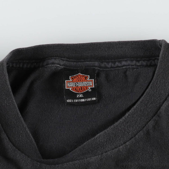 2000'S Harley-Davidson Eagle Pattern Stars and Stripes Motorcycle T-Shirt, Made in USA, Men's XXL cotton Charcoal Vintage Second Hand