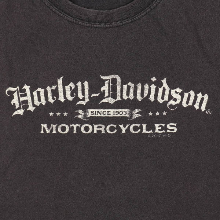 00'S Harley-Davidson Motorcycle Bike T-shirt Men's XXL cotton black type Vintage Second Hand