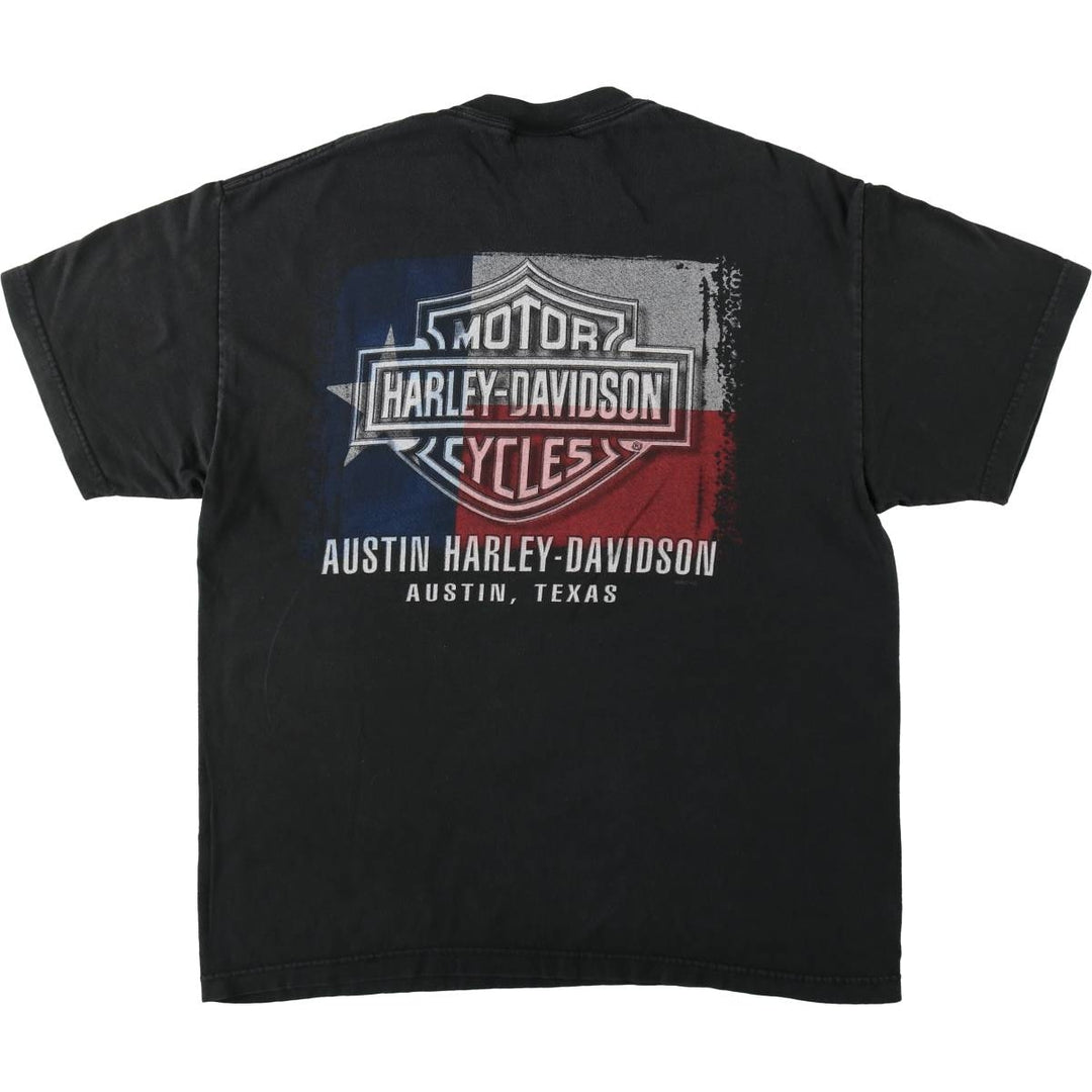 00'S Harley-Davidson Skull Pattern Motorcycle Bike T-shirt Made in USA Men's L size cotton black type Vintage Second Hand