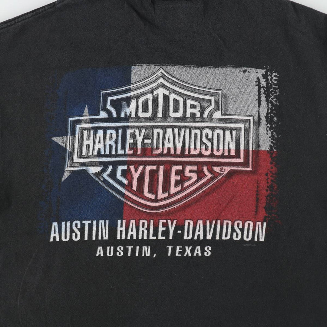 00'S Harley-Davidson Skull Pattern Motorcycle Bike T-shirt Made in USA Men's L size cotton black type Vintage Second Hand