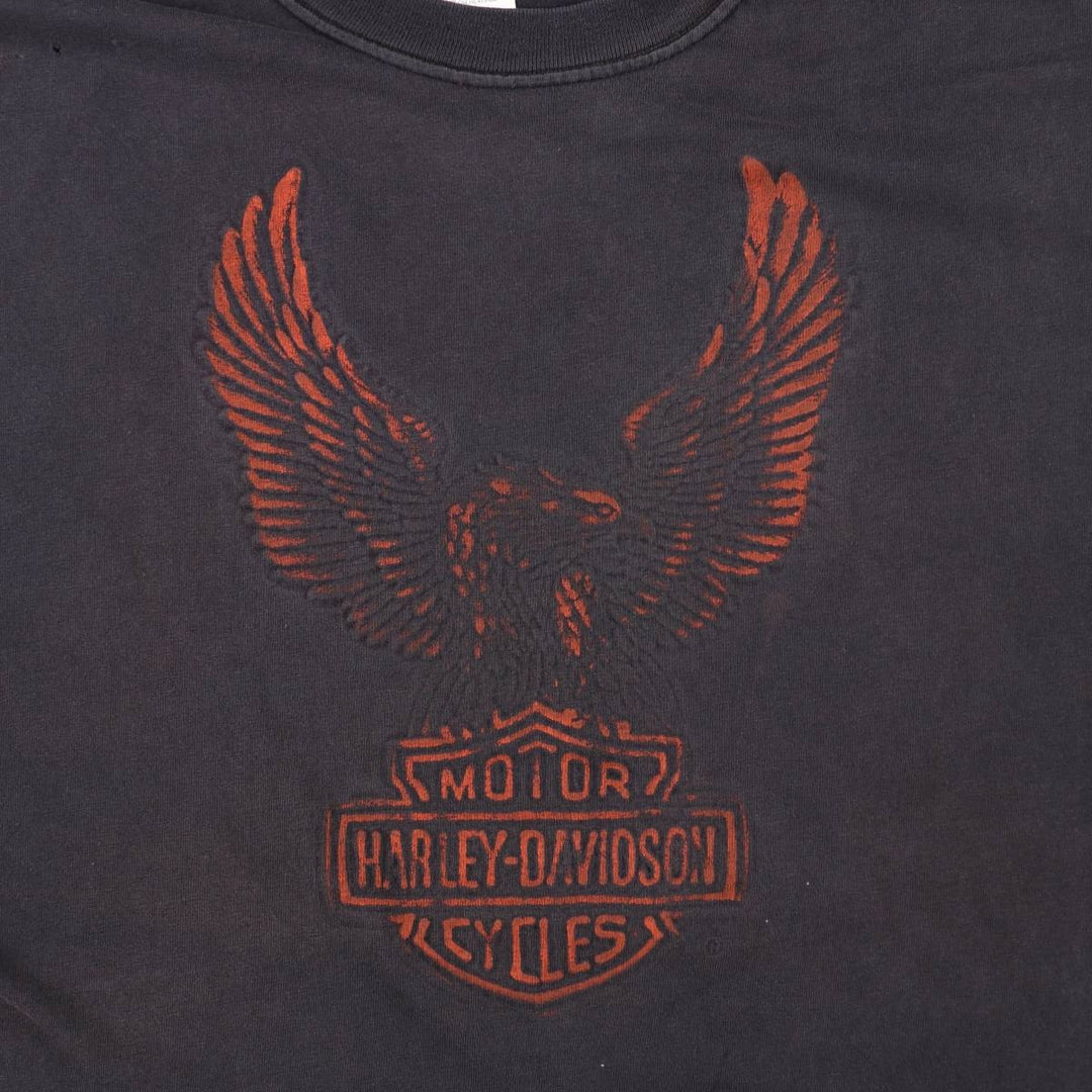 Harley-Davidson Eagle Pattern Motorcycle Bike T-shirt Made in USA Men's XXL cotton black type Vintage Second Hand