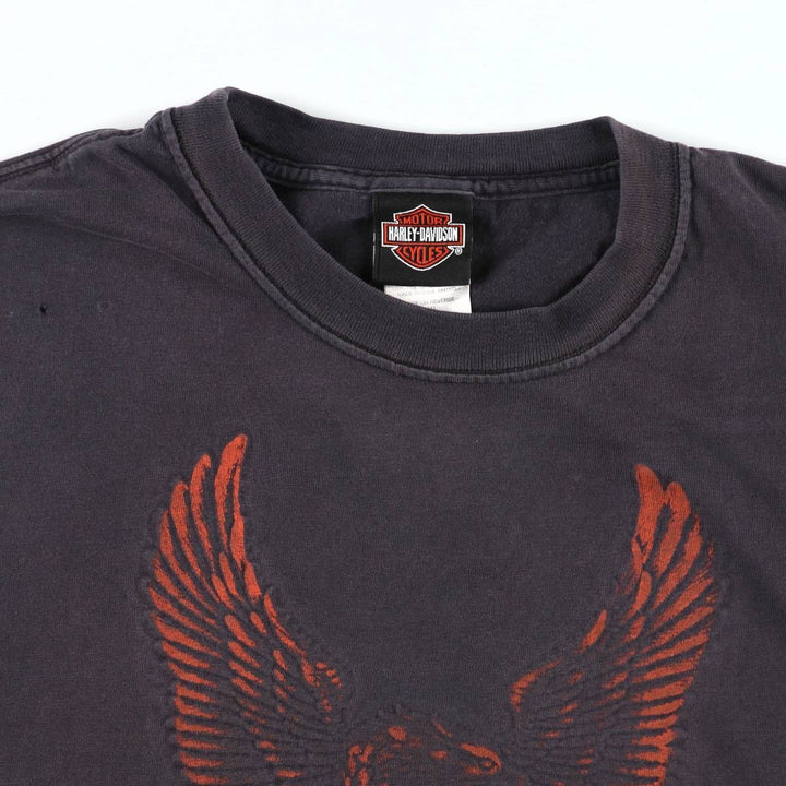 Harley-Davidson Eagle Pattern Motorcycle Bike T-shirt Made in USA Men's XXL cotton black type Vintage Second Hand