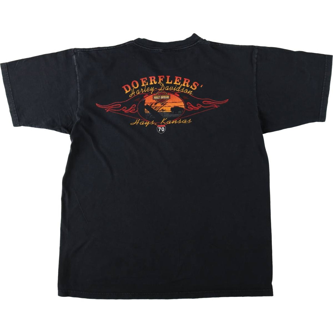 Harley-Davidson Motorcycle Bike T-shirt Made in USA Men's XL cotton black type Vintage Second Hand