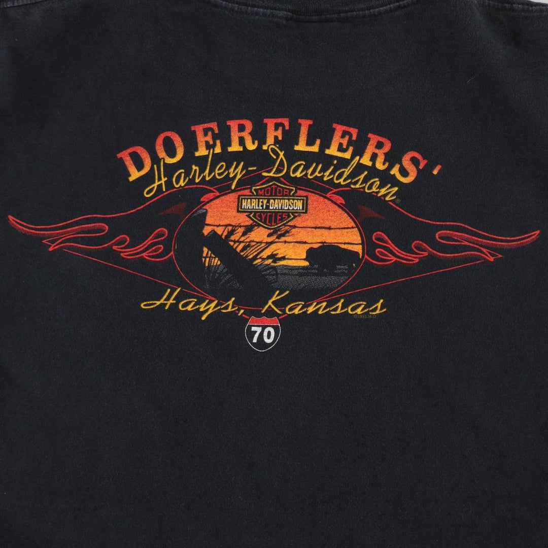 Harley-Davidson Motorcycle Bike T-shirt Made in USA Men's XL cotton black type Vintage Second Hand