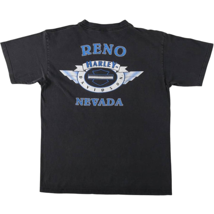 Harley-Davidson Motorcycle Bike T-shirt Made in USA Men's L size cotton black type Vintage Second Hand