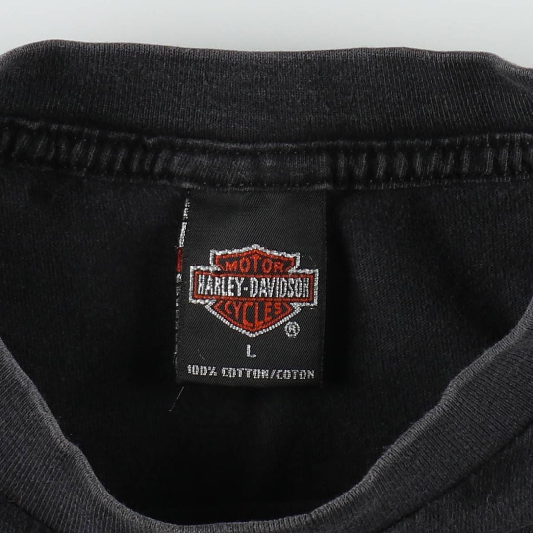Harley-Davidson Motorcycle Bike T-shirt Made in USA Men's L size cotton black type Vintage Second Hand