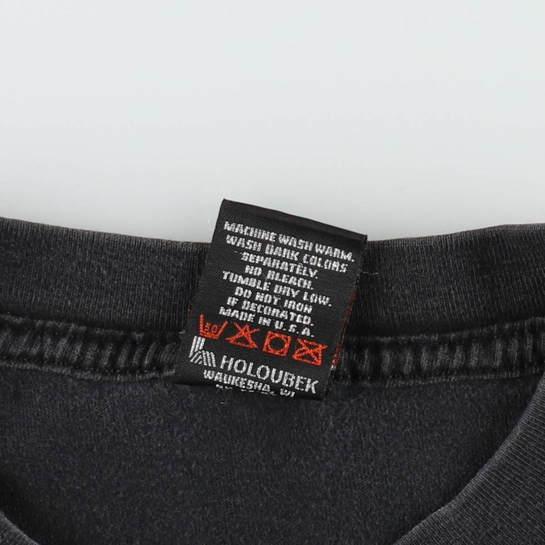 Harley-Davidson Motorcycle Bike T-shirt Made in USA Men's L size cotton black type Vintage Second Hand