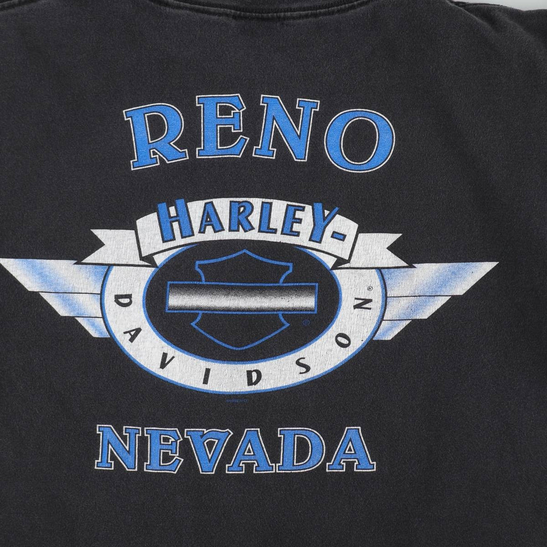 Harley-Davidson Motorcycle Bike T-shirt Made in USA Men's L size cotton black type Vintage Second Hand