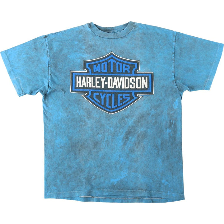 1980'S Harley-Davidson Motorcycle T-Shirt, Made in USA, Men's Size L (approx.), Vintage cotton Blue type light blue Vintage Second Hand