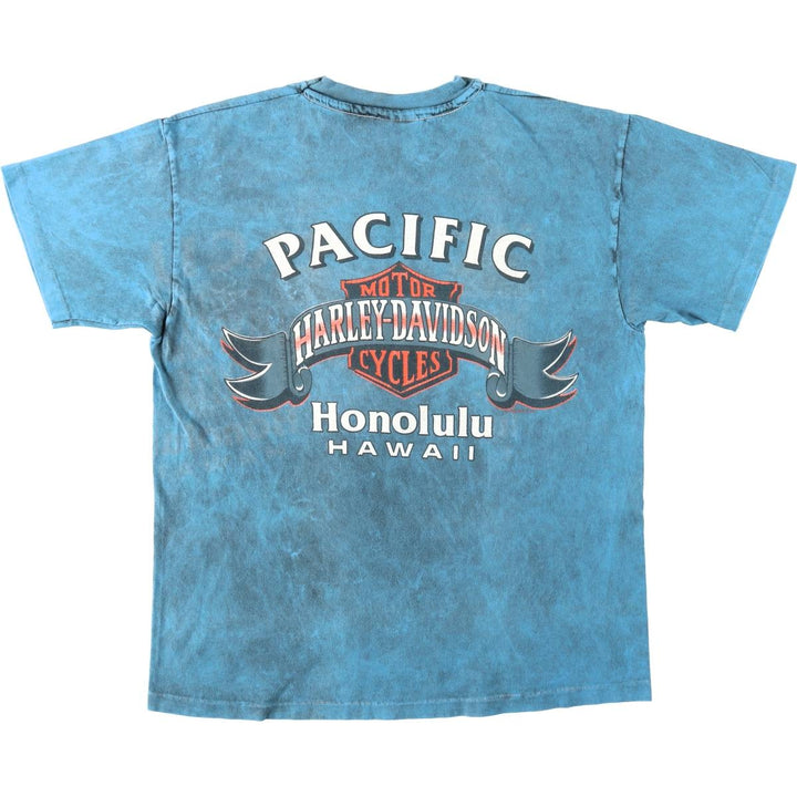 1980'S Harley-Davidson Motorcycle T-Shirt, Made in USA, Men's Size L (approx.), Vintage cotton Blue type light blue Vintage Second Hand