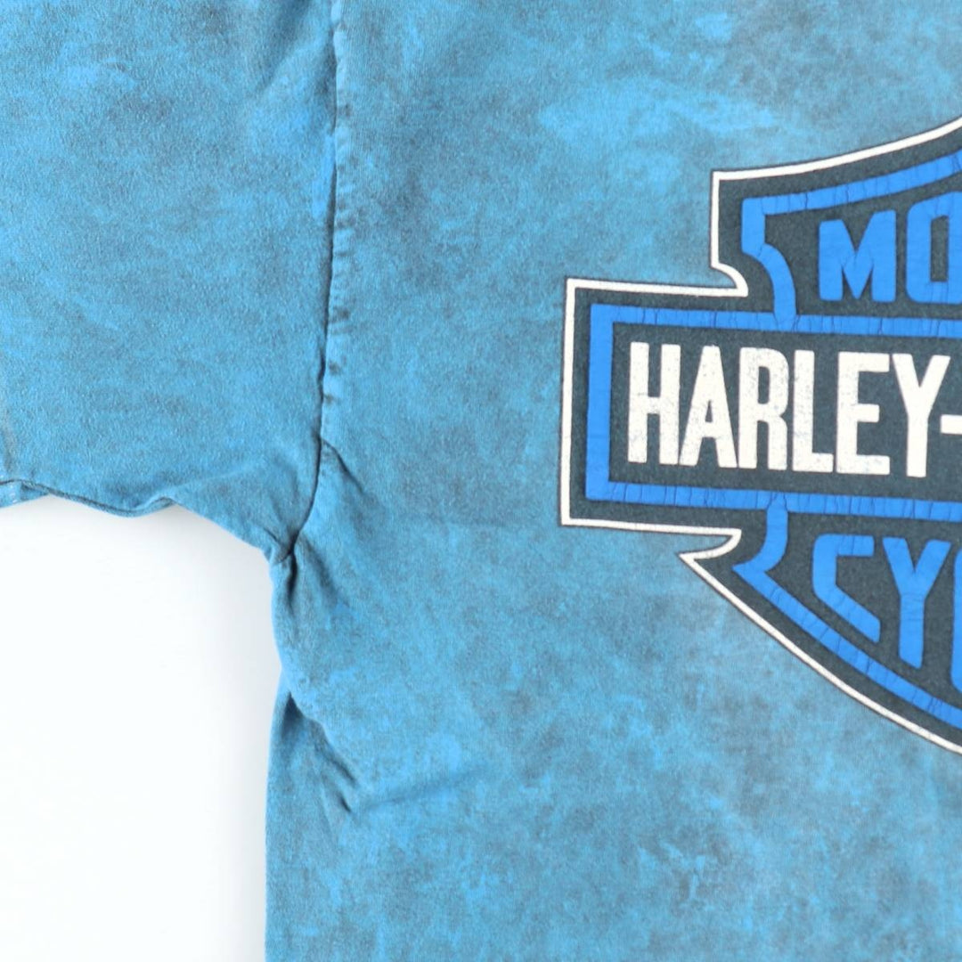 1980'S Harley-Davidson Motorcycle T-Shirt, Made in USA, Men's Size L (approx.), Vintage cotton Blue type light blue Vintage Second Hand