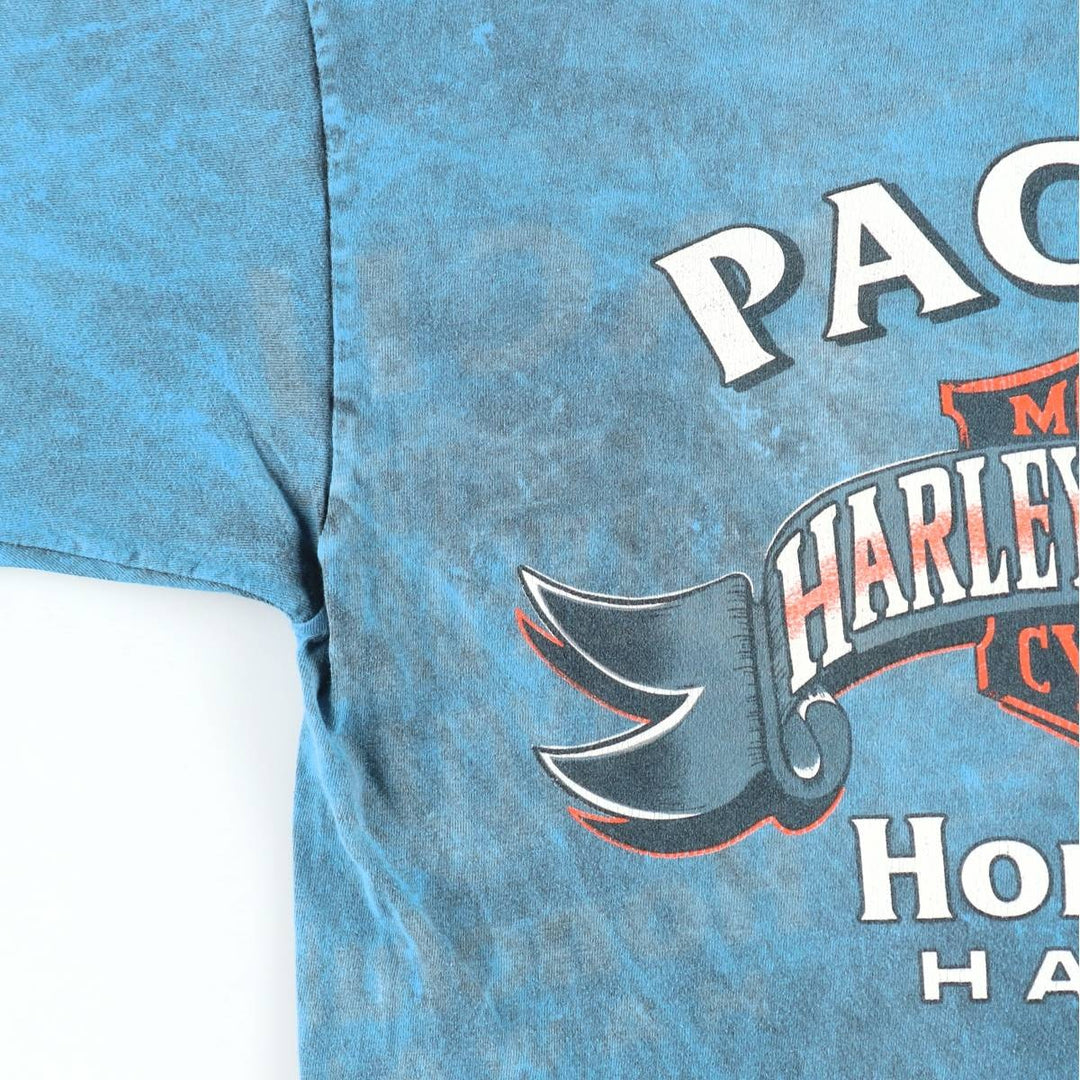1980'S Harley-Davidson Motorcycle T-Shirt, Made in USA, Men's Size L (approx.), Vintage cotton Blue type light blue Vintage Second Hand