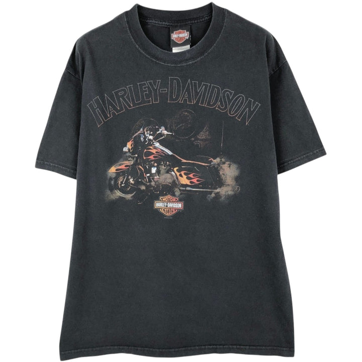 00'S Harley-Davidson Motorcycle Bike T-shirt Made in USA Men's M size cotton black type Vintage Second Hand