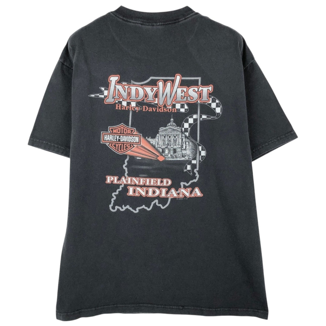 00'S Harley-Davidson Motorcycle Bike T-shirt Made in USA Men's M size cotton black type Vintage Second Hand