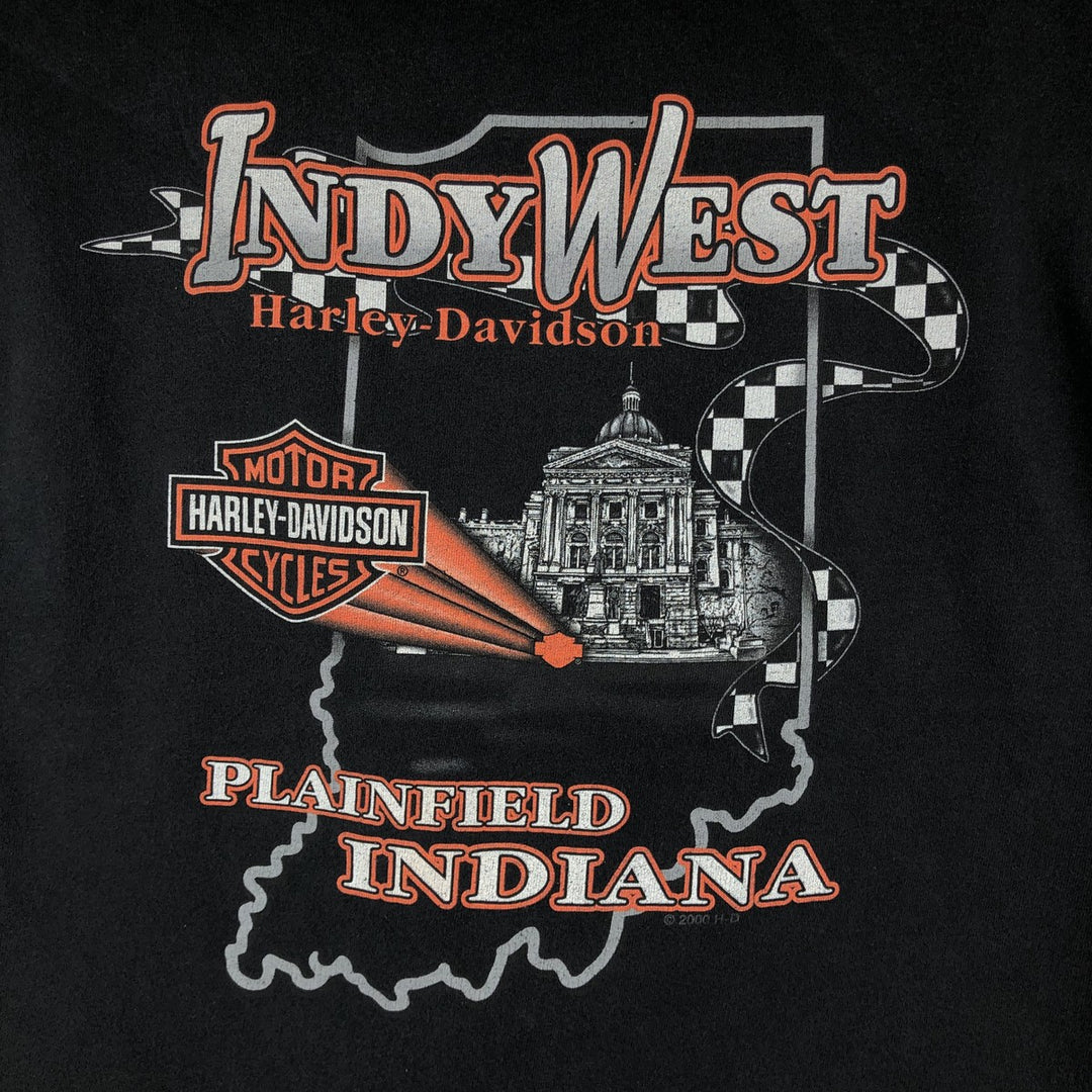 00'S Harley-Davidson Motorcycle Bike T-shirt Made in USA Men's M size cotton black type Vintage Second Hand