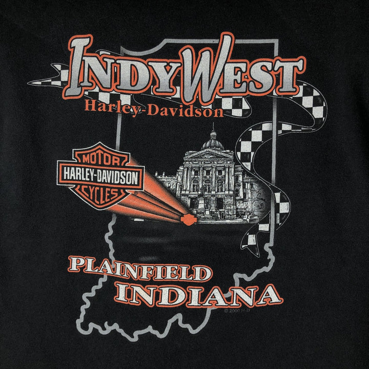 00'S Harley-Davidson Motorcycle Bike T-shirt Made in USA Men's M size cotton black type Vintage Second Hand