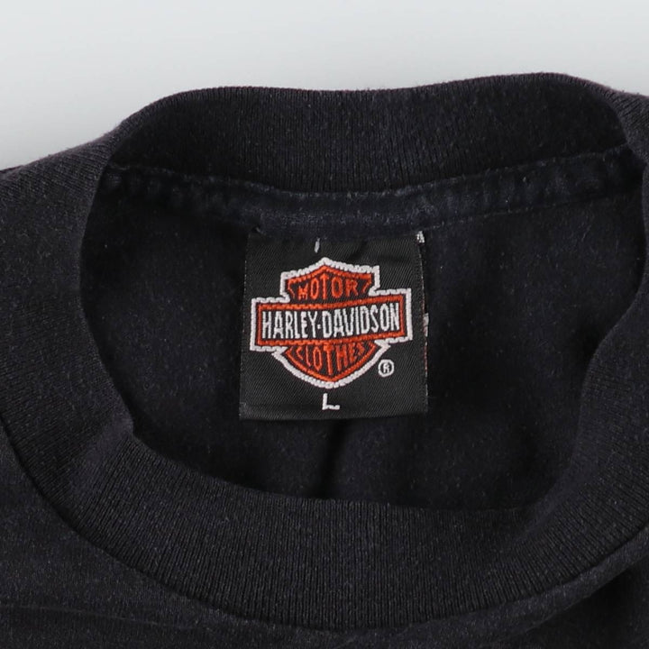 Harley-Davidson Motorcycle Bike T-shirt Made in USA Men's L size cotton black type Vintage Second Hand