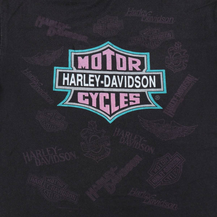 Harley-Davidson Motorcycle Bike T-shirt Made in USA Men's L size cotton black type Vintage Second Hand