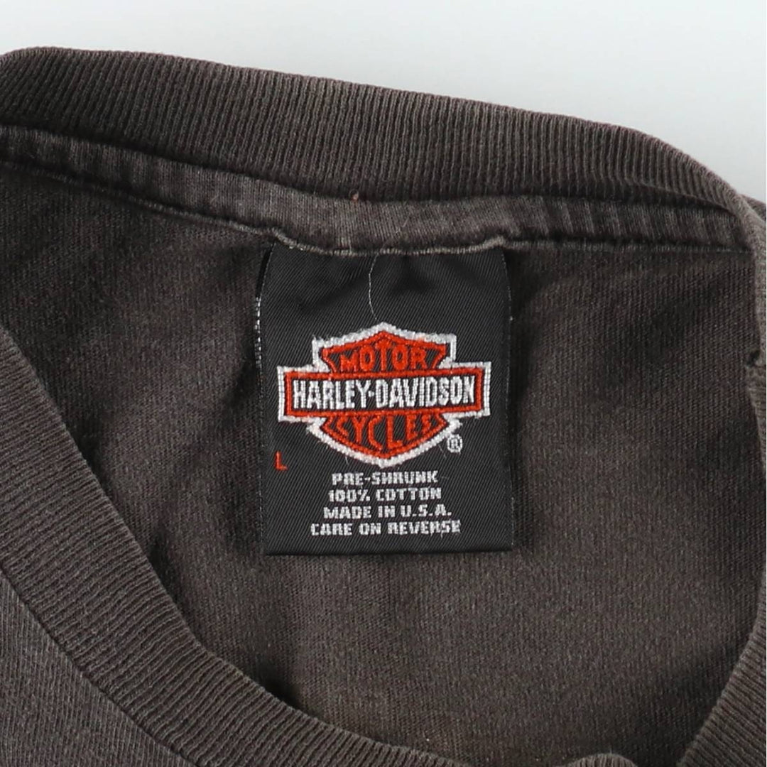 90'S Harley Davidson Eagle Pattern Motorcycle Bike T-shirt Made in USA Men's L size Vintage cotton Charcoal Vintage Second Hand