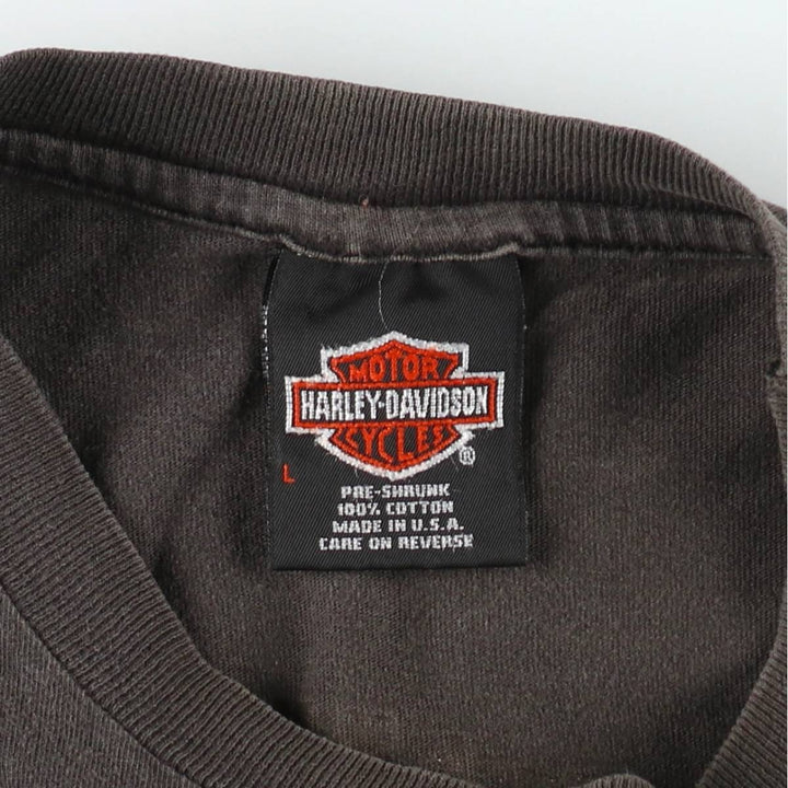 90'S Harley Davidson Eagle Pattern Motorcycle Bike T-shirt Made in USA Men's L size Vintage cotton Charcoal Vintage Second Hand