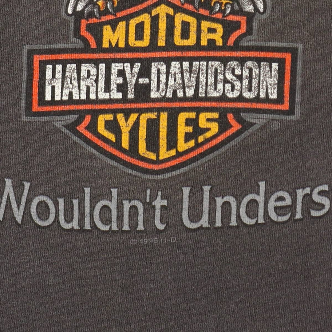 90'S Harley Davidson Eagle Pattern Motorcycle Bike T-shirt Made in USA Men's L size Vintage cotton Charcoal Vintage Second Hand