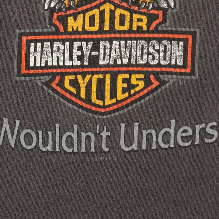 90'S Harley Davidson Eagle Pattern Motorcycle Bike T-shirt Made in USA Men's L size Vintage cotton Charcoal Vintage Second Hand