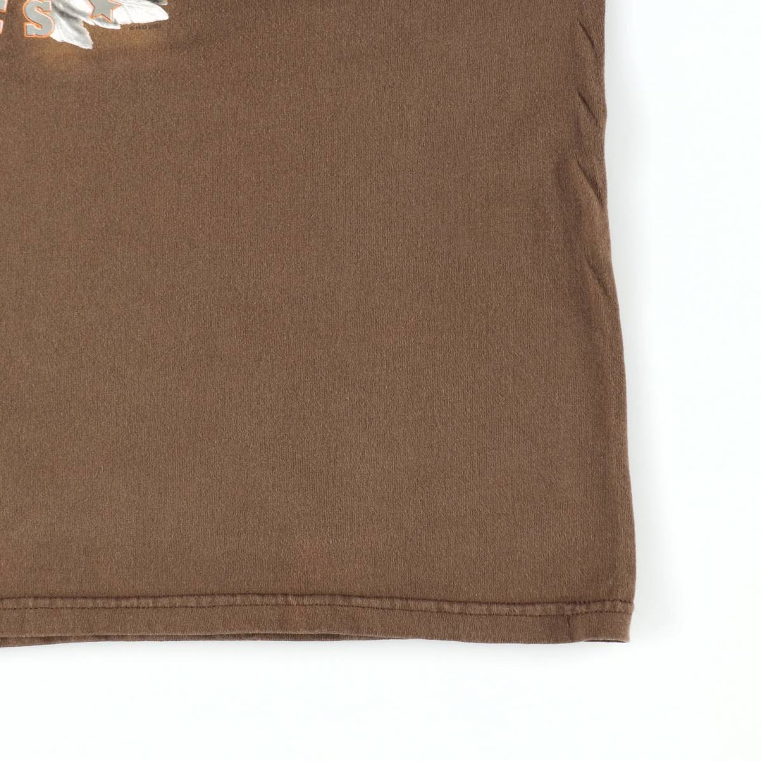 00'S Harley-Davidson Eagle Pattern Motorcycle Bike T-shirt Men's L size cotton brown type Vintage Second Hand
