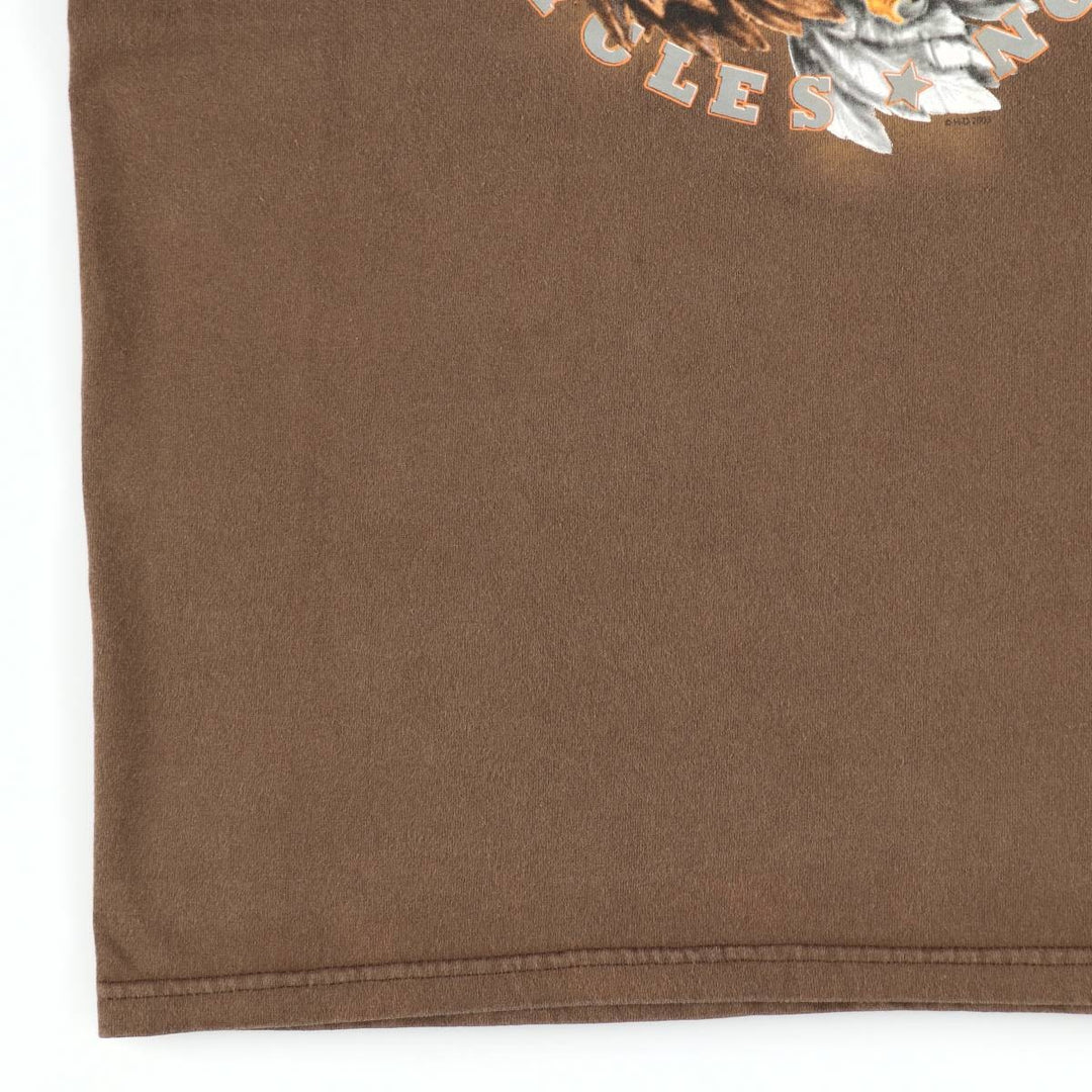 00'S Harley-Davidson Eagle Pattern Motorcycle Bike T-shirt Men's L size cotton brown type Vintage Second Hand