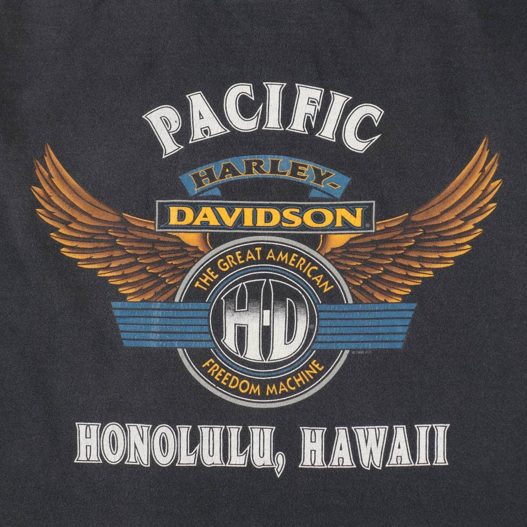 90'S Harley Davidson Eagle Pattern Motorcycle Bike T-shirt Made in USA Men's XL Vintage cotton black type Vintage Second Hand