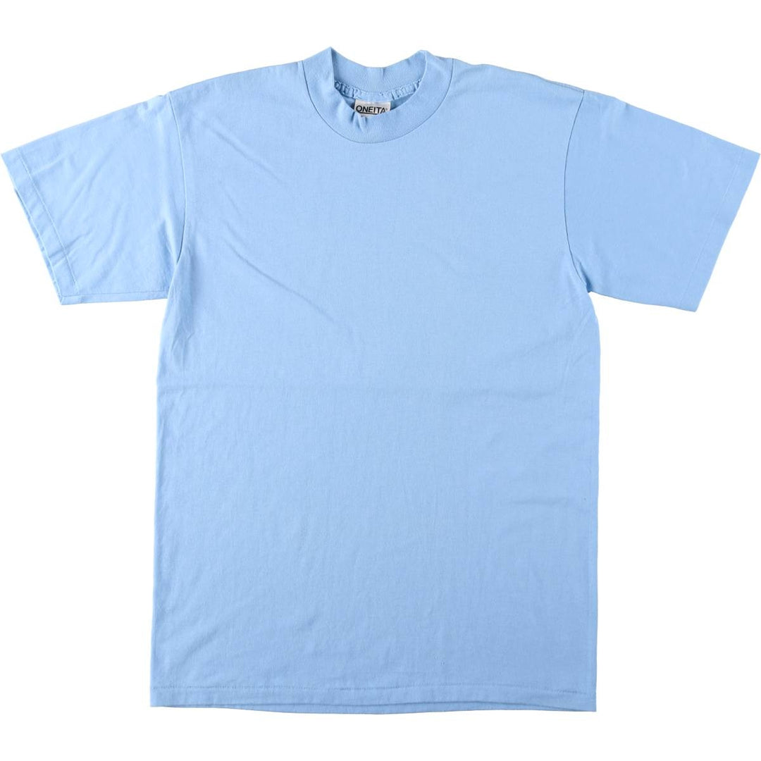 90'S ONEITA Plain T-Shirt, Made in USA, Men's Size L (Equivalent), Vintage cotton Blue type light blue Vintage Second Hand