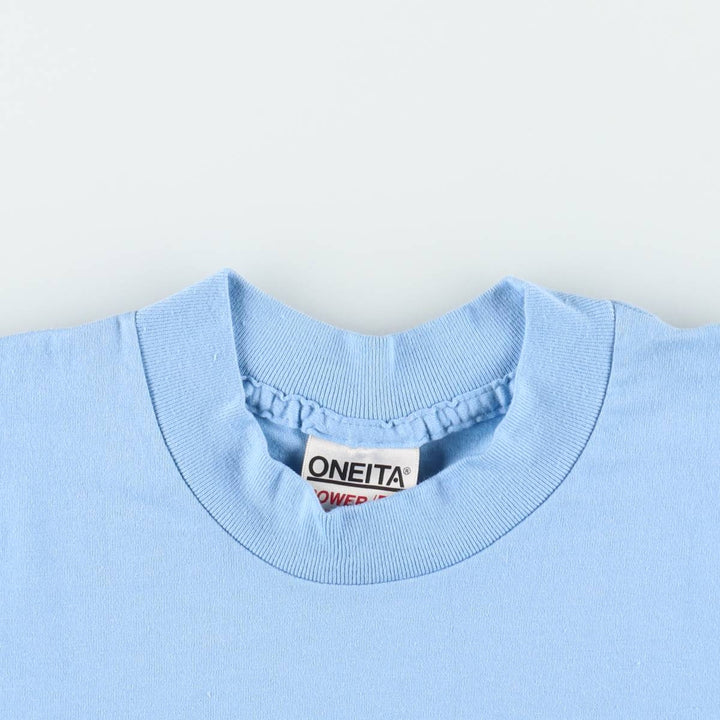 90'S ONEITA Plain T-Shirt, Made in USA, Men's Size L (Equivalent), Vintage cotton Blue type light blue Vintage Second Hand