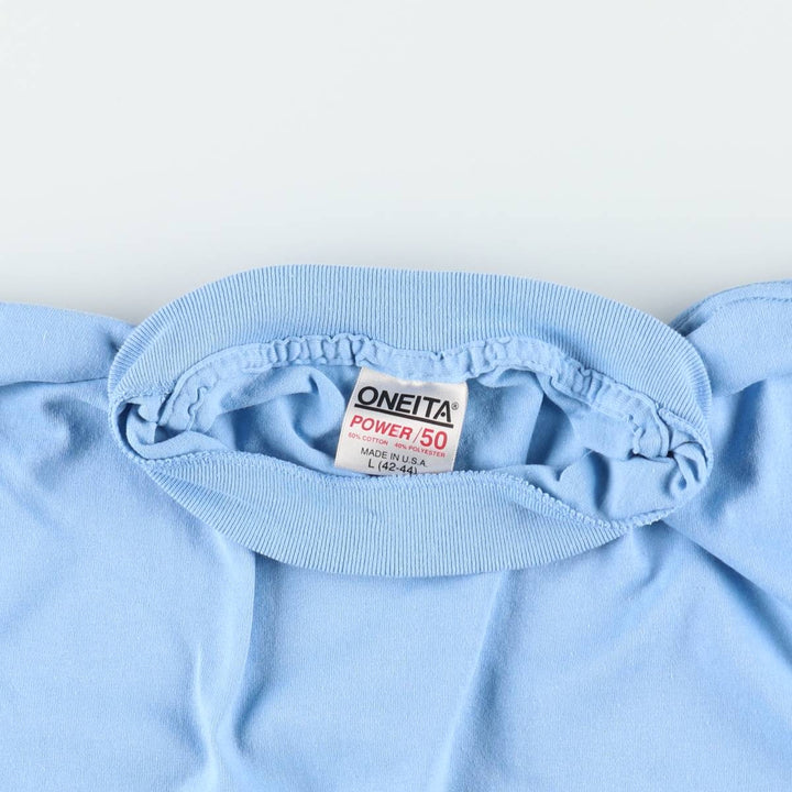 90'S ONEITA Plain T-Shirt, Made in USA, Men's Size L (Equivalent), Vintage cotton Blue type light blue Vintage Second Hand