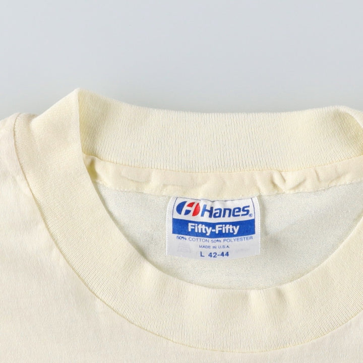 90'S Hanes plain t-shirt, made in USA, men's size L equivalent, vintage. cotton unbleached Vintage Second Hand