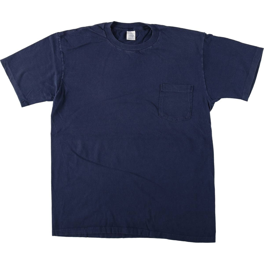 90'S Town Craft Plain Pocket T-Shirt, Made in USA, Men's Size L (Equivalent), Vintage cotton navy blue type Vintage Second Hand