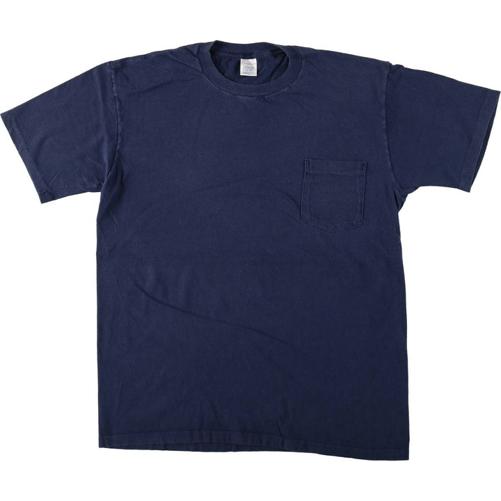 90'S Town Craft Plain Pocket T-Shirt, Made in USA, Men's Size L (Equivalent), Vintage cotton navy blue type Vintage Second Hand