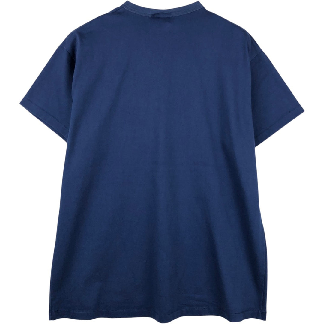 80'S Russell Plain T-Shirt, Made in USA, Men's XL equivalent, Vintage cotton navy blue type Vintage Second Hand