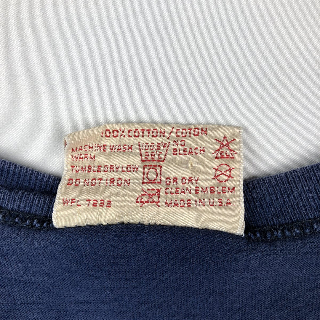 80'S Russell Plain T-Shirt, Made in USA, Men's XL equivalent, Vintage cotton navy blue type Vintage Second Hand