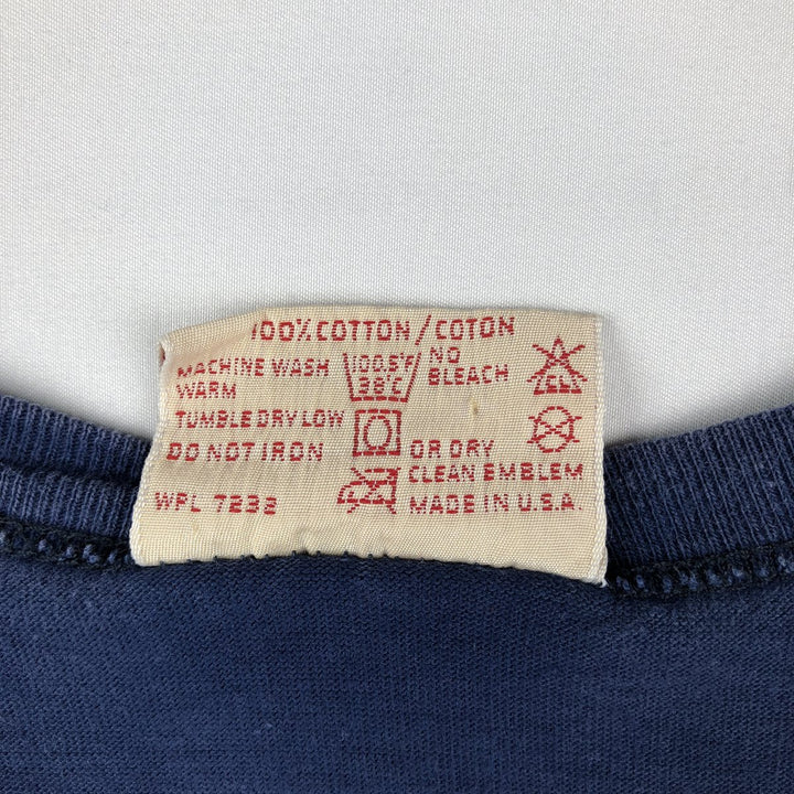 80'S Russell Plain T-Shirt, Made in USA, Men's XL equivalent, Vintage cotton navy blue type Vintage Second Hand