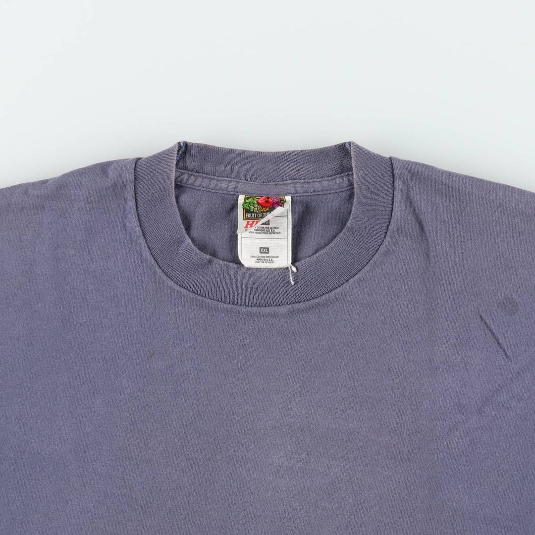 90'S Fruit of the Loom Plain T-Shirt Made in USA Men's XXL Vintage cotton Navy blue Vintage Second Hand