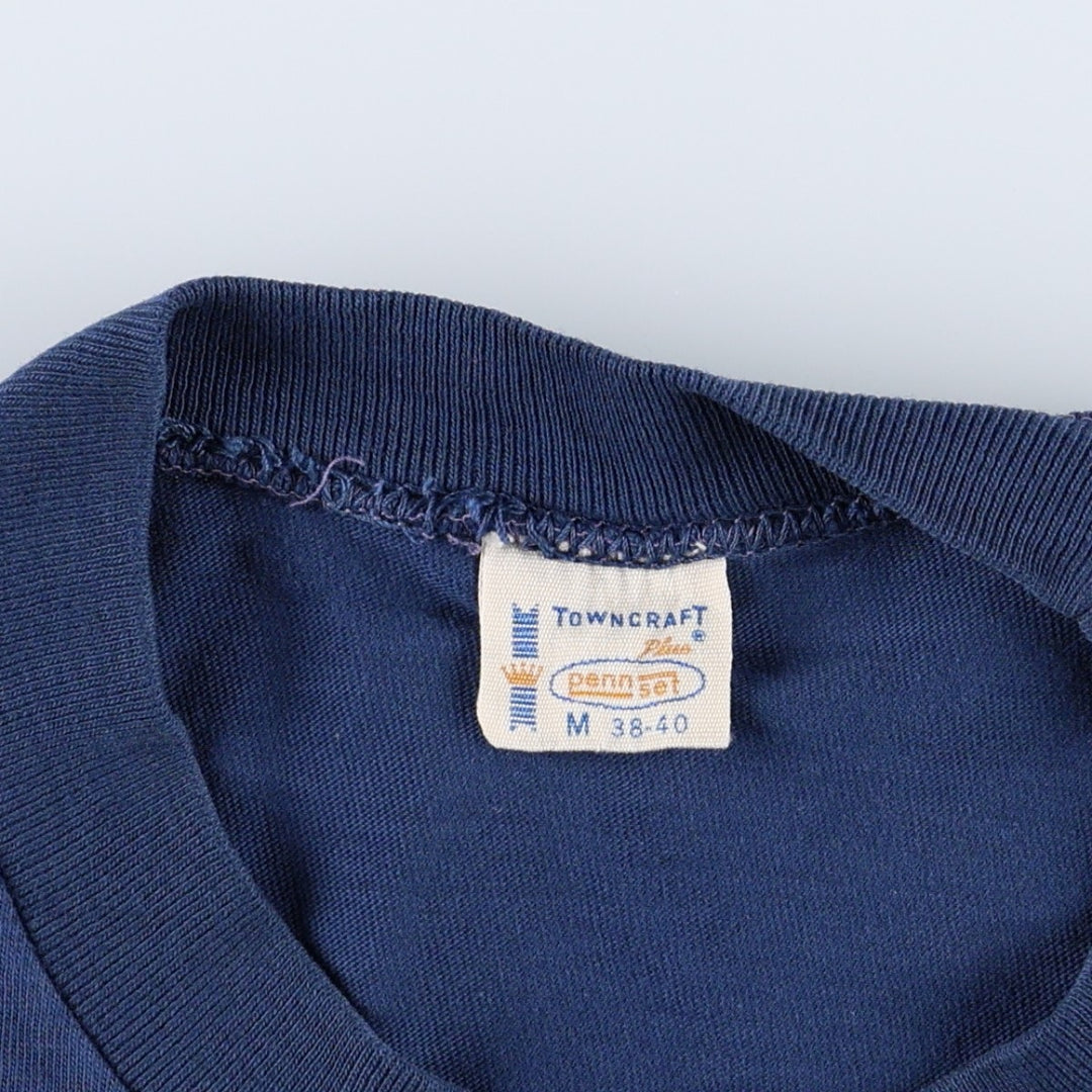 1970'S Town Craft Plain Pocket T-Shirt, Men's Size M (Equivalent), Vintage unclear navy blue type Vintage Second Hand