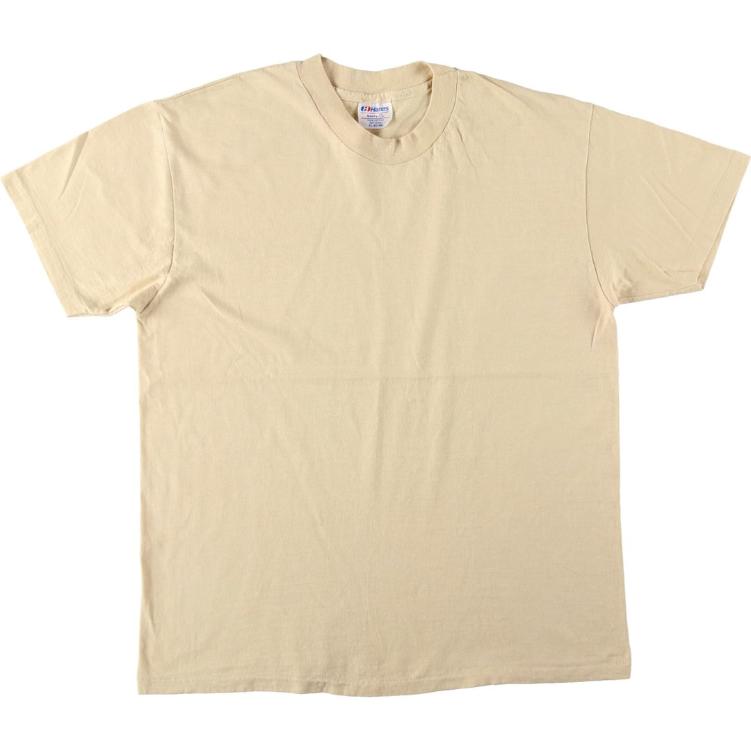 Vintage 90'S Hanes BEEFY-T plain T-shirt, Made in USA, Men's XL cotton Beige type Vintage Second Hand